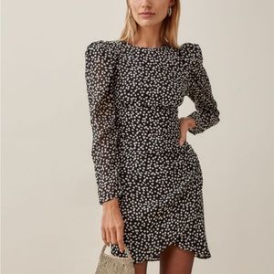 Reformation Juni Black and White Mini Dress